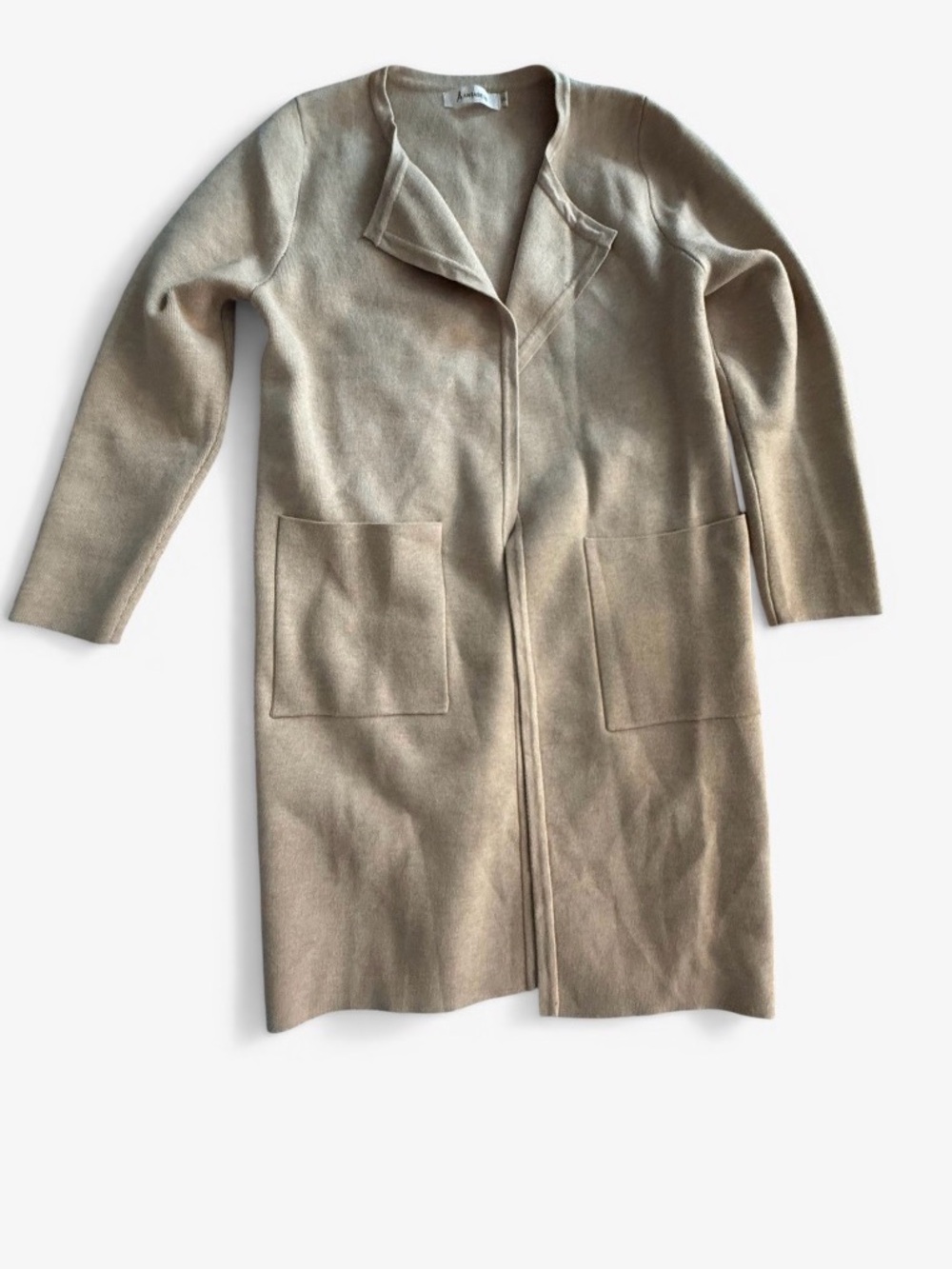 Women’s Open-Front Long Cardigan Sweater in Beige
